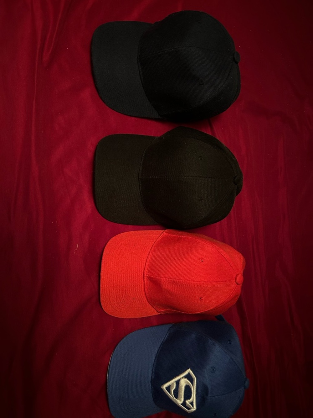 Men's 4-Pack Baseball Caps — Black, Olive, Red, Navy (Unbranded)